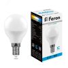 Лампа светодиодная LED 9вт Е14 дневной матовый шар FERON 25803