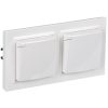 BRITE Комплект 1-местная с заземлением с защитными шторками и крышкой 16А IP44 2 штуки в сборе с двойной рамкой РСбш10-3-44-БрБ белый