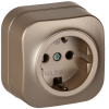 GLORY Розетка 1-местная для открытой установки с заземлением без защитных шторок 16А РС20-3-ХШм шампань матовый IEK
