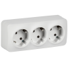 GLORY Розетка 3-местная для открытой установки с заземлением без защитных шторок 16А РС23-3-ХБм белый матовый IEK
