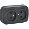 GLORY Розетка 2-местная для открытой установки без заземления без защитных шторок 10А РС22-2-ХЧм черный матовый IEK