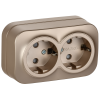 GLORY Розетка 2-местная для открытой установки с заземлением с защитными шторками 16А РСш22-3-ХШм шампань матовый IEK