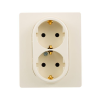 ETIKA Розетка 2-местная с заземлением без защитных шторок в сборе 16А слоновая кость