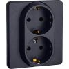INSPIRIA Розетка 2-местная с заземлением без защитных шторок 16А в сборе антрацит