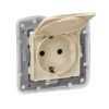 ETIKA Розетка 2-местная с заземлением с защитными шторками в сборе 16А слоновая кость