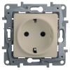 ETIKA Розетка 1-местная с заземлением с защитными шторками 16А 250В слоновая кость