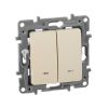 ETIKA Выключатель 2-клавишный с подсветкой/индикацией 10А безвинтовое крепление слоновая кость