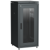ITK LINEA N Шкаф сетевой 19" 28U 600х600мм стеклянная передняя дверь задняя металлическая черный