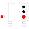 Взрывонепроницаемый пост управления из алюминия LCSD-03-B-MC-P1B(11)x1-P1B(11)x1-P6R(11)x1-PCMB-KAEPM3MHK-26 / 1Ex d IIB T5 Gb / Ex tb IIIC T95°С Db IP66