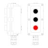 Взрывонепроницаемый пост управления из алюминия LCSD-03-B-MB-P1B(11)x1-P1B(11)x1-P1R(11)x1-PBMB-KAEPM2MHK-20 / 1Ex d IIB T5 Gb / Ex tb IIIC T95°С Db IP66