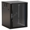 Шкаф настенный 19-дюймовый 18U 908x600х450мм стеклянная дверь с перфорацией по бокам ручка с замком черный (RAL 9004) (разобранный) Hyperline TWB-1845-GP-RAL9004