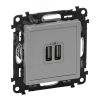 Valena LIFE Зарядное устройство с двумя USB-разьемами 240В/5В 1500мА С лицевой панелью Алюминий LEGRAND 753612