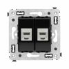 Компьютерная розетка RJ-45 без шторки в стену, кат.6А двойная экранированная, &quot;Avanti&quot;, &quot;Черный квадрат&quot;