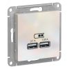 Розетка ATLASDESIGN USB 5В 1 порт x 2,1 А 2 порта х 1,05 А механизм жемчуг SE (Systeme) ATN000433