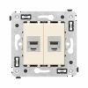 Компьютерная розетка RJ-45 без шторки в стену, кат.6 двойная экранированная, &quot;Avanti&quot;, &quot;Ванильная дымка&quot;