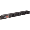 ITK PDU 8 розеток C13 с LED выключателем,1U, вх. С14, без шнура, алюминиевый профиль
