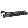 ITK PDU 8 розеток DIN49440 (нем. станд.) с LED выключателем, 1U, шнур 2м вилка DIN49441 (нем. станд.), профиль из ПВХ, черный