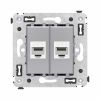 Компьютерная розетка RJ-45 без шторки в стену, кат.6 двойная, &quot;Avanti&quot;, &quot;Закаленная сталь&quot;