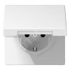 Штепсельная розетка SCHUKO одинарная, с заземлением, с откидной крышкой, 16A, 250В  (механизм + накладка, без рамки). Серия LS990  Материал- дуропласт JUNG LS1520KLWW