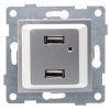 GUSI Ugra механизм розетки USB,  двойной,  скрытая  установка. Цвет  серебро. GUSI Electric С11USB2-004