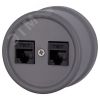 Розетка Лизетта RJ45 информационная двойная, пластик, цвет Титан Бирони B1-302-26