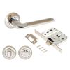 Комплект ручек и защелка АЛЛЮР АРТ ПОЛО SN/CP+L7050S SN+BK-R1 SN (1582/S7050) мат.никель/хром  с фикс ПТК 14663