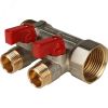 Коллектор с шаровыми кранами 1', 2 отвода 1/2' (красные ручки) STOUT SMB 6200 011202
