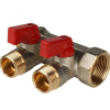 Коллектор с шаровыми кранами 1', 2 отвода 1/2' (красные ручки) STOUT SMB 6210 011202