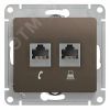 GLOSSA Розетка двойная RJ11+RJ45 категория 5E шоколад в рамку SE (Systeme) GSL000885
