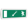 Оповещатель охранно-пожарный световой Т 220-РИП (с аккумулятором) Человек влево стрелка влево-вниз в дверь (зеленый фон) SLT Т 220-РИП Чел вл стр вл-вниз в дв