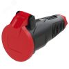 Розетка каб 16A/250V/2P+E/IP54 с черным крышкой и корпусом, маркер красный PCE 2522-sr