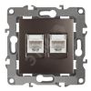 Розетка информационная двойная 2XRJ45, Эра12, бронза, 12-3108-13 ЭРА Б0019355