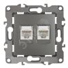 Розетка информационная двойная 2XRJ45, Эра12, графит, 12-3108-12 ЭРА Б0019354