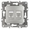 Розетка информационная двойная 2XRJ45, Эра12, алюминий, 12-3108-03 ЭРА Б0014731