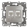 Розетка информационная двойная 2XRJ45, Эра12, перламутр, 12-3108-15 ЭРА Б0019357