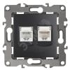 Розетка комбинированная RJ45+RJ11, Эра12, антрацит, 12-3109-05 ЭРА Б0018252
