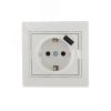 Розетка Мира с/з 16A с USB 2.1A скрытой установки белая Lezard 701-0202-181