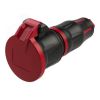 Розетка каб 16A/250V/2P+E/IP54 с крышкой, корпус черный, крышка и маркер красный PCE 25712-sr