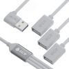 Хаб USB 2.0 на 3 порта, 0.35 м., гибкий, двусторонний угловой, белый Greenconnect GCR-53355