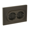 FORTE&PIANO Розетка 2-местная с заземлением без защитных шторок безвинтовое крепление 16А FP324 серый IEK