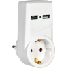 Адаптер Т-01/01 1 место с заземлением 16А 2хUSB 2,1A белый IEK