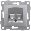 GUSI Bravo механизм розетки  компьютерной RJ45, двойной, скрытая установка.  Цвет серебро. GUSI Electric С10К2-004