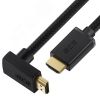 Кабель HDMI 2.0, Ultra HD 19М на 19М, 2 м., верхний угол, черный нейлон Greenconnect GCR-53293