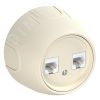 Розетка двойная компьютерная RJ45 кат.5e  Rotondo, цвет бежевый OneKeyElectro 7700892