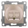 Ugra Розетка телефонная RJ12, двойная, скрытая установка.  шампань GUSI Electric С11Т2-027