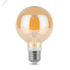 Лампа светодиодная филаментная LED 6 Вт 620 лм 2400К AC185-265В E27 шар G95 теплая золотистая колба диммируемая Black Filament Gauss Gauss 105802006-D