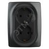 Розетка 2X2P+E Schuko со шторками , 16A-250В, Эра12, антрацит, 12-2108-05 ЭРА Б0036446