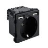 Розетка в рамку с USB-портами черная (47х47мм) Sibling Powersocket-1PB(USB)