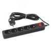 Удлинитель электрический UX-5es-1,5m-B с заземлением с выключателем 5 розеток 1,5м ПВС 3x0,75мм2 черный ЭРА Б0057730