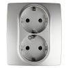 Розетка 2X2P+E Schuko со шторками, 16A-250В, Эра12, алюминий, 12-2104-03 ЭРА Б0014701